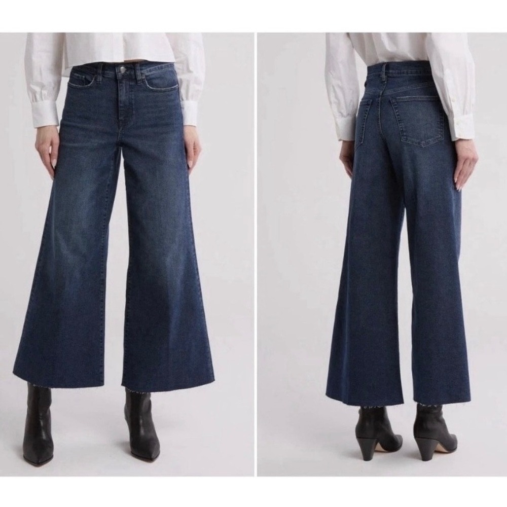 FRAME Le Palazzo Crop Jeans Womens 26 Blue High Rise Wide Leg Denim French Girl